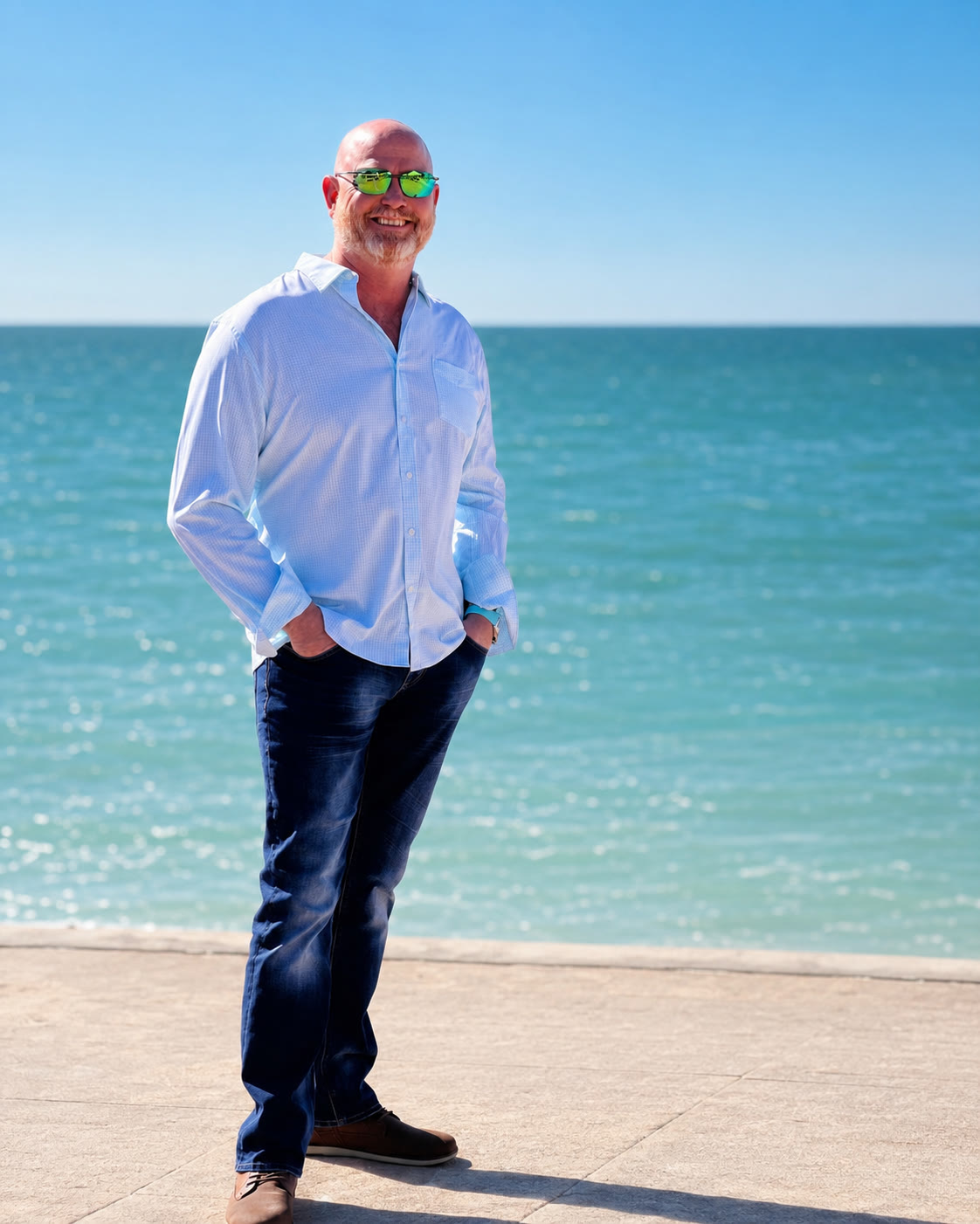 Matt smiling by the ocean